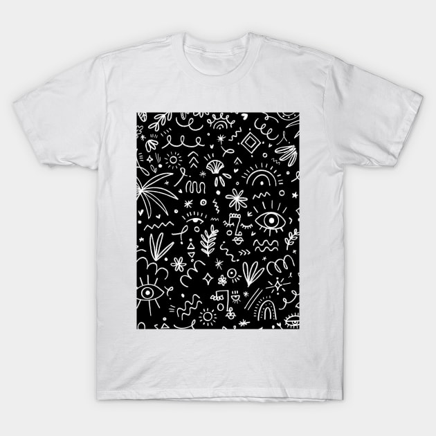 Black Bohemian pattern T-Shirt by ANDREASILVESTRI